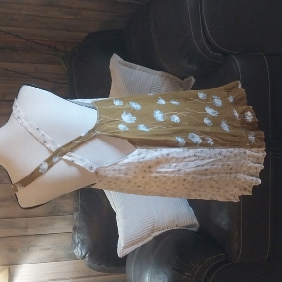Intimately Free People Mixed Media Floral Boho Slip Dress in Mustard/White Small - Picture 5 of 9